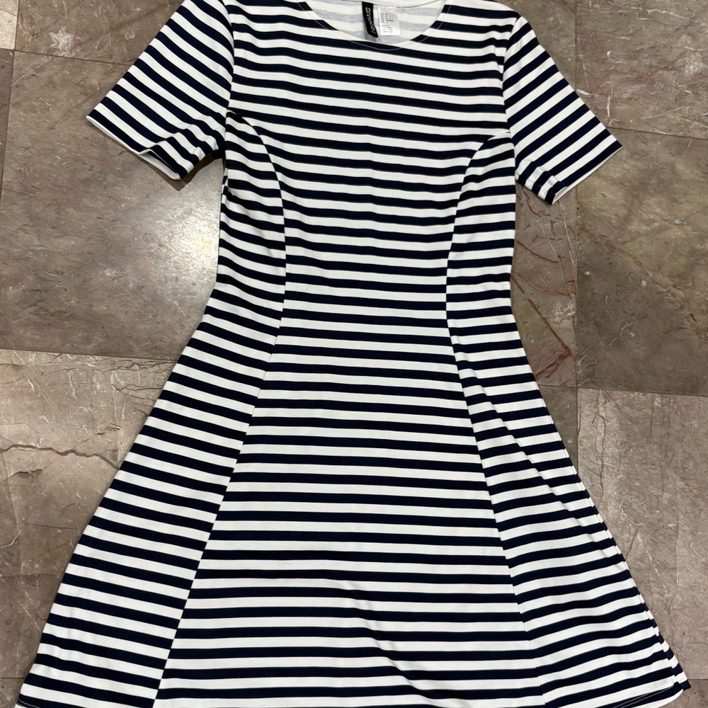 H&M Navy and White Striped Mini Dress